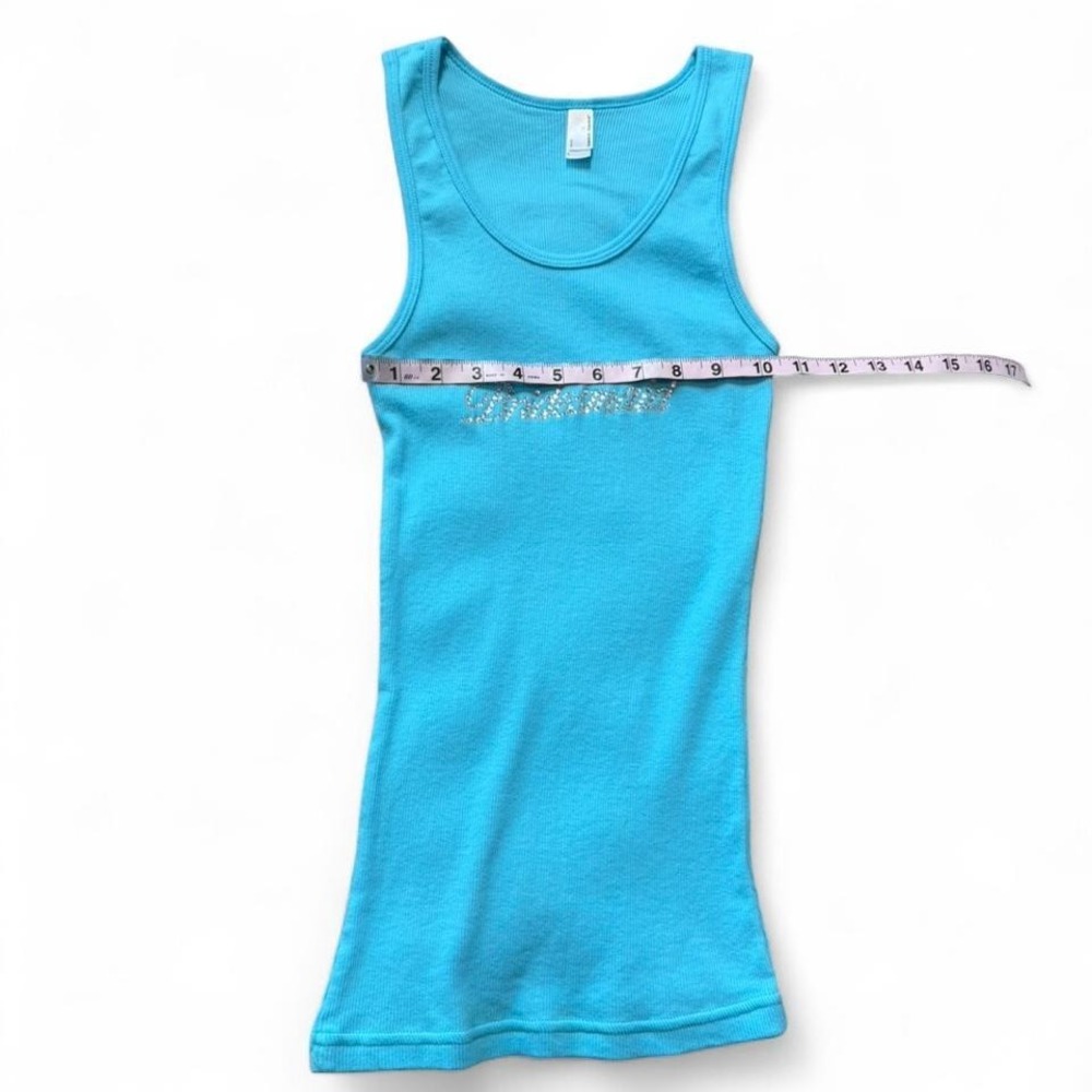 Vintage Y2K American Apparel Classic Girl Blue Rhinestone Tank Top, Women's L. - Picture 7 of 8